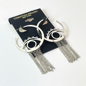 Christian Siriano Statement Crying Eye Earrings Silver Tone Avant Garde Festoval